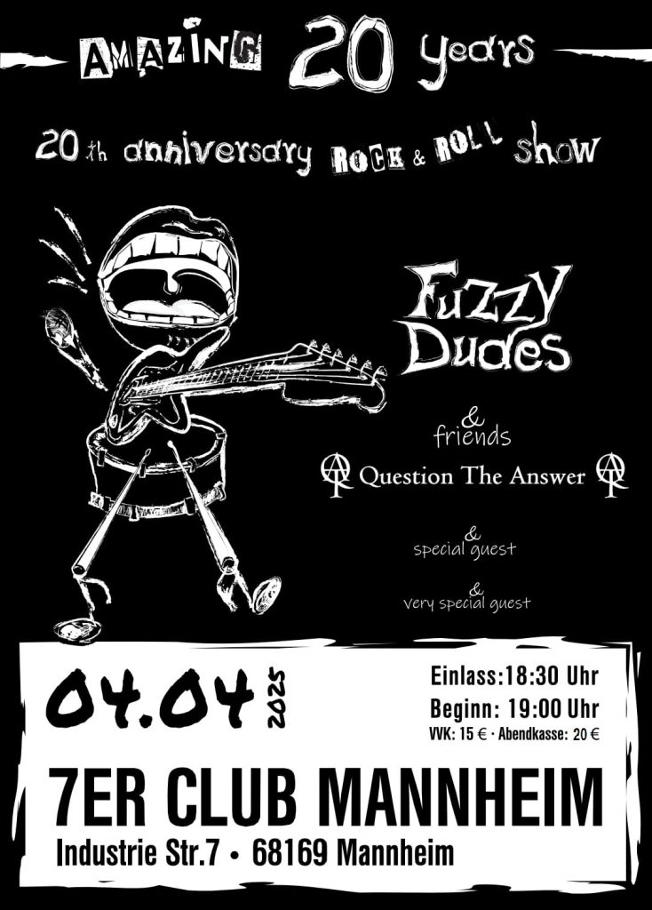 FuzzyDudes Konzert mit uns am 4.4.2025